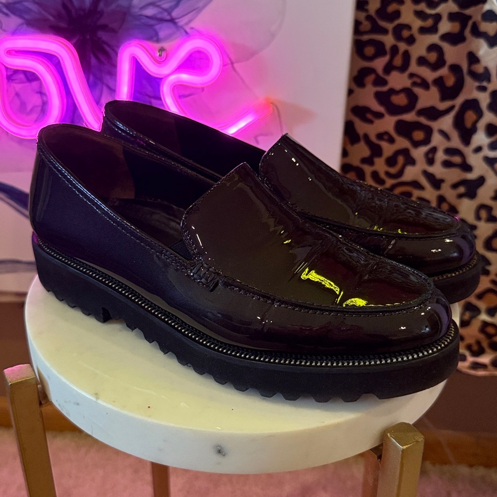 Paul Green Shiny Eggplant Loafers Patent Leather